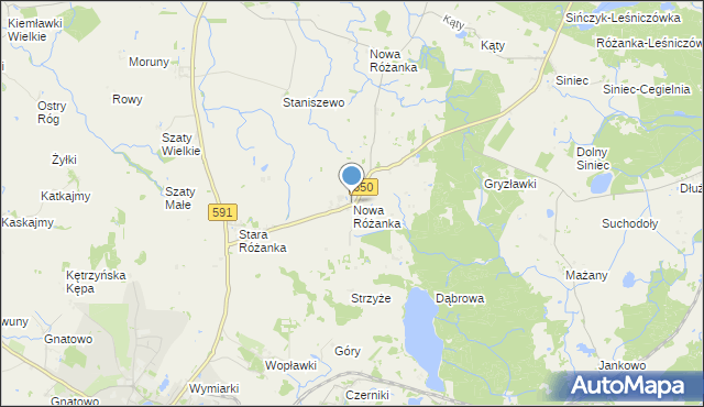 mapa Nowa Różanka, Nowa Różanka gmina Kętrzyn na mapie Targeo